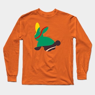 Rabbit Silhouette with an Abstract Pattern Long Sleeve T-Shirt